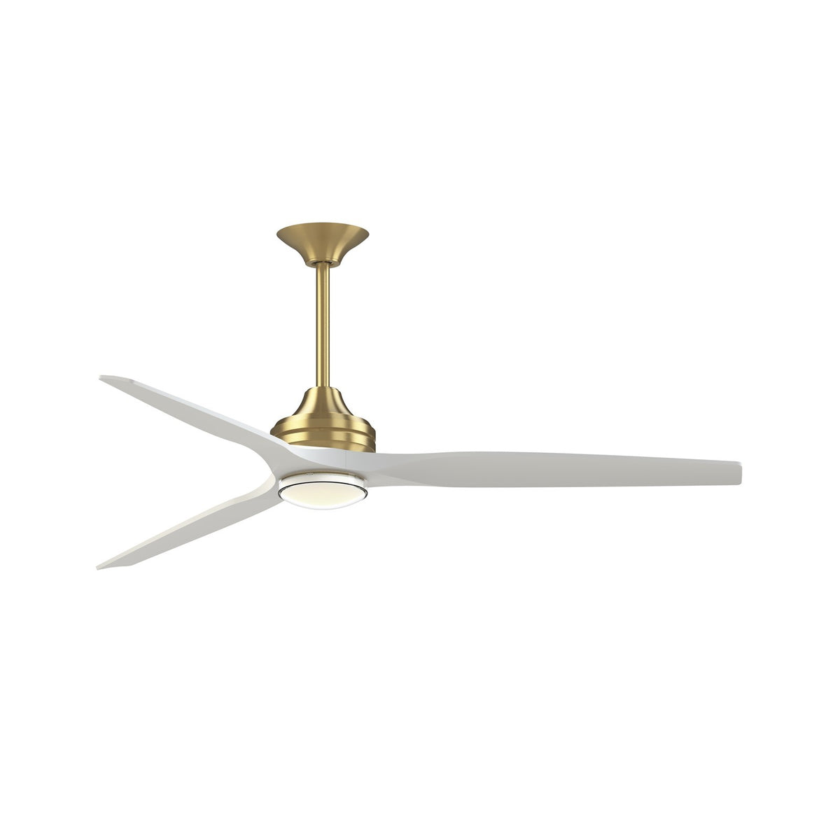Fanimation Spitfire 64in Smart Ceiling Fan | Brushed Satin Brass and Matte White | Covered Patio & Living Room | Model FPD6721BBS-64MW-DWLK