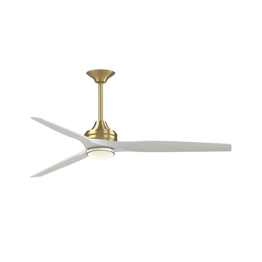 Fanimation Spitfire 64in Smart Ceiling Fan | Brushed Satin Brass and Matte White | Covered Patio & Living Room | Model FPD6721BBS-64MW-DWLK