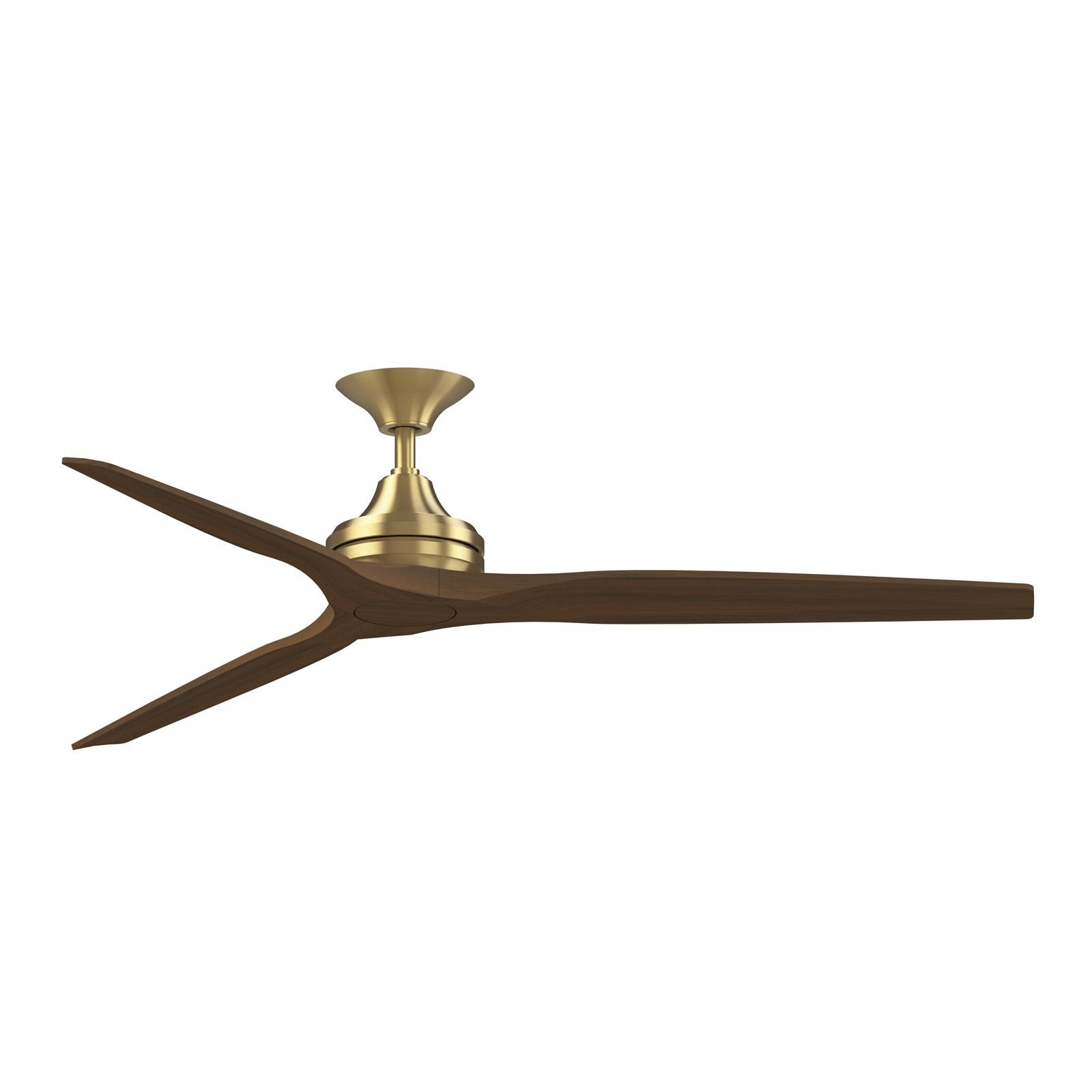 Fanimation Spitfire DC Custom 64in Ceiling Fan | Brushed Satin Brass and Whiskey Wood Buttonwood | Covered Patio & Bedroom | Model FPD6721BBS-64WK