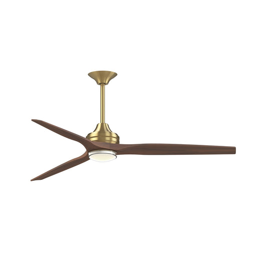 Fanimation Spitfire DC Custom 64in 1-Light Ceiling Fan | Brushed Satin Brass and Whiskey Wood | Covered Patio & Living | Model FPD6721BBS-64WK-DWLK