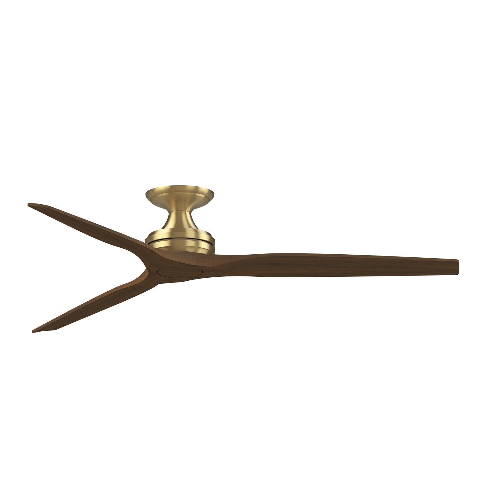 Fanimation Spitfire DC Custom 64in Flush Ceiling Fan | Brushed Satin Brass and Whiskey Wood | Covered Patio & Living Room | Model FPD6721BBS-64WK-F