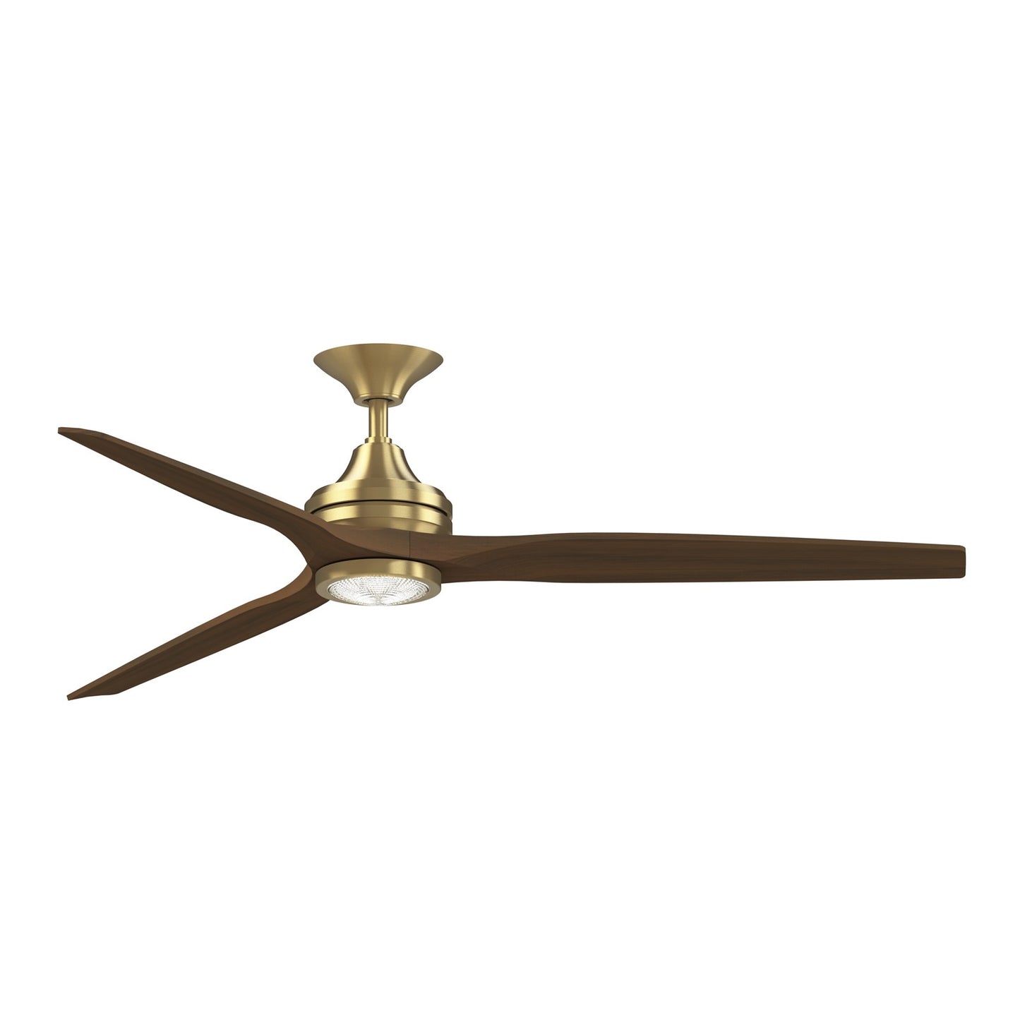 Fanimation Spitfire DC Custom 64in 1-Light Ceiling Fan | Brushed Satin Brass and Whiskey Wood | Covered Patio & Living | Model FPD6721BBS-64WK-LK