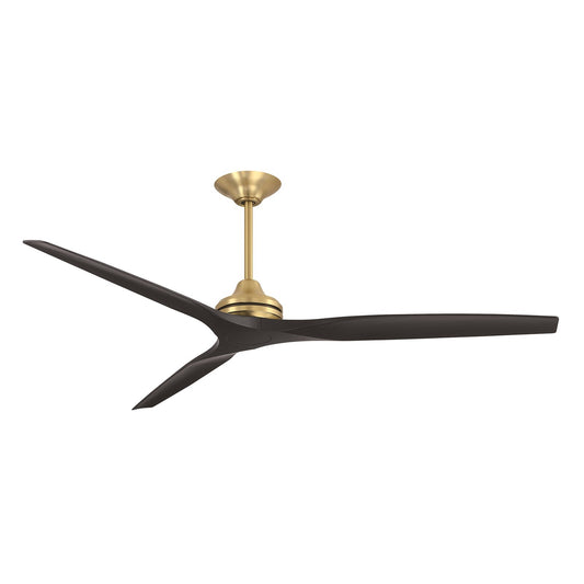 Fanimation Spitfire 72in Ceiling Fan | Brushed Satin Brass and Black Blades | Covered Patio & Living Room | 72 x 72 x 19.69 in | Model FPD6721BBS-72BL