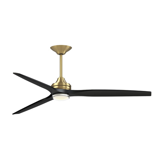 Fanimation Spitfire 72in 1-Light Ceiling Fan | Brushed Satin Brass and Black Blades | Covered Patio & Living Room | Model FPD6721BBS-72BL-DWLK