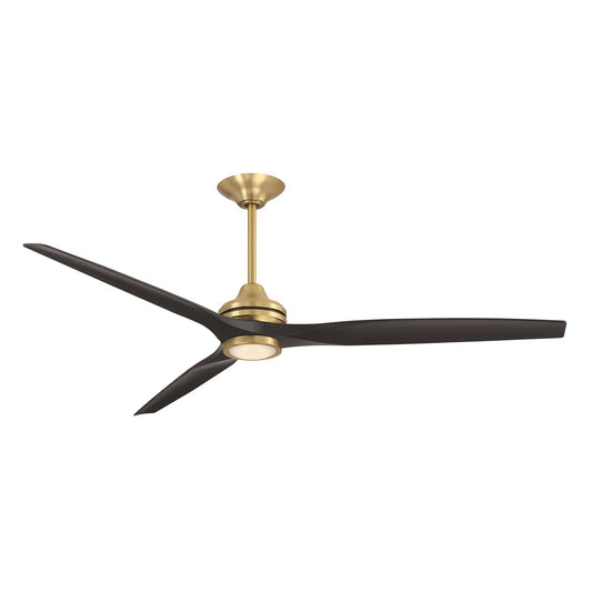 Fanimation Spitfire DC Custom 72in Smart Ceiling Fan with LED Light Kit | Brushed Satin Brass and Black Buttonwood | Model FPD6721BBS-72BL-LK