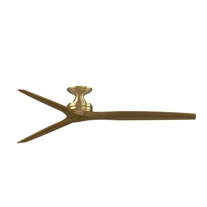 Fanimation Spitfire 72in Flush Ceiling Fan | Brushed Satin Brass and Koa Wood | Covered Patio & Low Ceiling | Model FPD6721BBS-72K-F