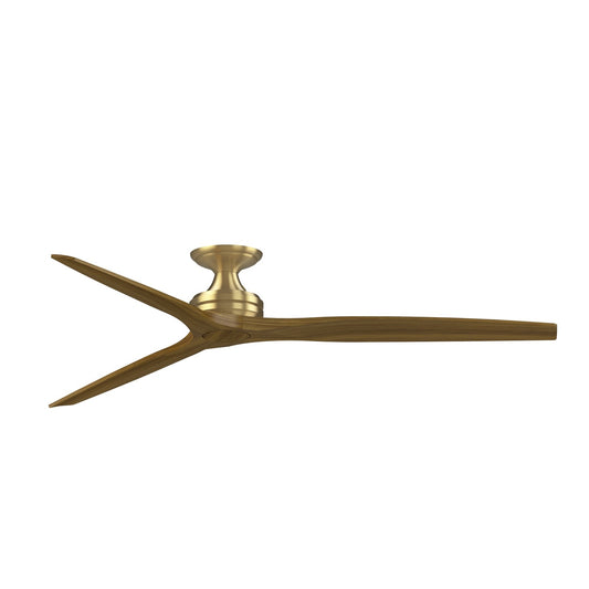 Fanimation Spitfire 72in Flush Ceiling Fan | Brushed Satin Brass and Koa Wood | Covered Patio & Low Ceiling | Model FPD6721BBS-72K-F