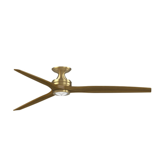 Fanimation Spitfire 72in 3-Blade Flush Ceiling Fan with LED Light Kit | Brushed Satin Brass and Koa Wood Blades | Covered | Model FPD6721BBS-72K-LK-F