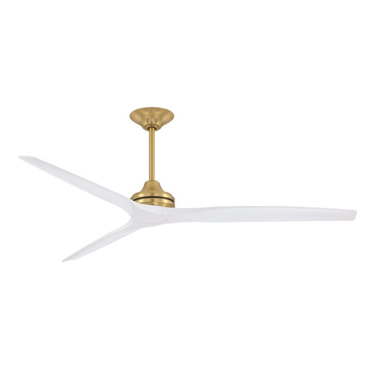 Fanimation Spitfire DC Custom 72in Flush Ceiling Fan | Brushed Satin Brass and Matte White Buttonwood | Covered Patio | Model FPD6721BBS-72MW-F