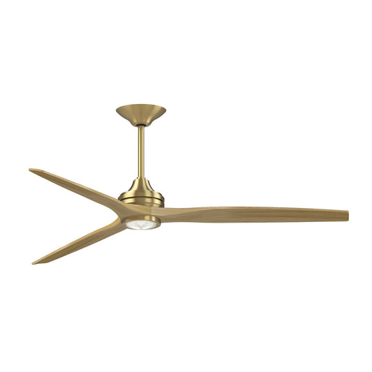 Fanimation Spitfire DC Custom 72in 1-Light Ceiling Fan | Brushed Satin Brass and Natural Buttonwood | Covered Patio & Great | Model FPD6721BBS-72N-LK