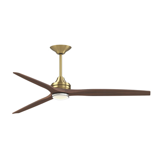Fanimation Spitfire 72in 1-Light Ceiling Fan | Modern Brushed Satin Brass and Whiskey Wood | Covered Patio & Sunroom | Model FPD6721BBS-72WK-DWLK