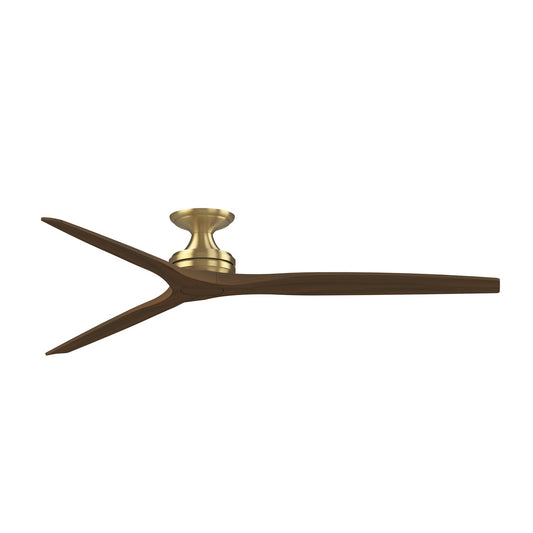 Fanimation Spitfire DC Custom 72in Flush Smart Ceiling Fan | Brushed Satin Brass and Whiskey Wood Blades | Covered Patio | Model FPD6721BBS-72WK-F