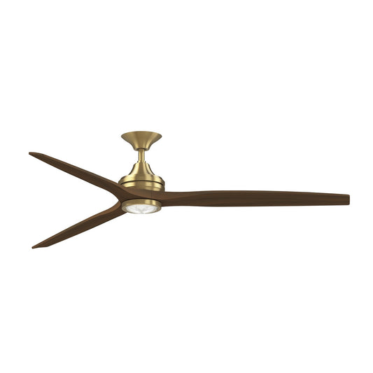 Fanimation Spitfire DC Custom 72in Smart Ceiling Fan with LED Light Kit | Brushed Satin Brass and Whiskey Wood Blades | Model FPD6721BBS-72WK-LK