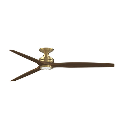 Fanimation Spitfire DC Custom 72in Flush Smart Ceiling Fan with LED Light Kit | Brushed Satin Brass and Whiskey Wood | Model FPD6721BBS-72WK-LK-F