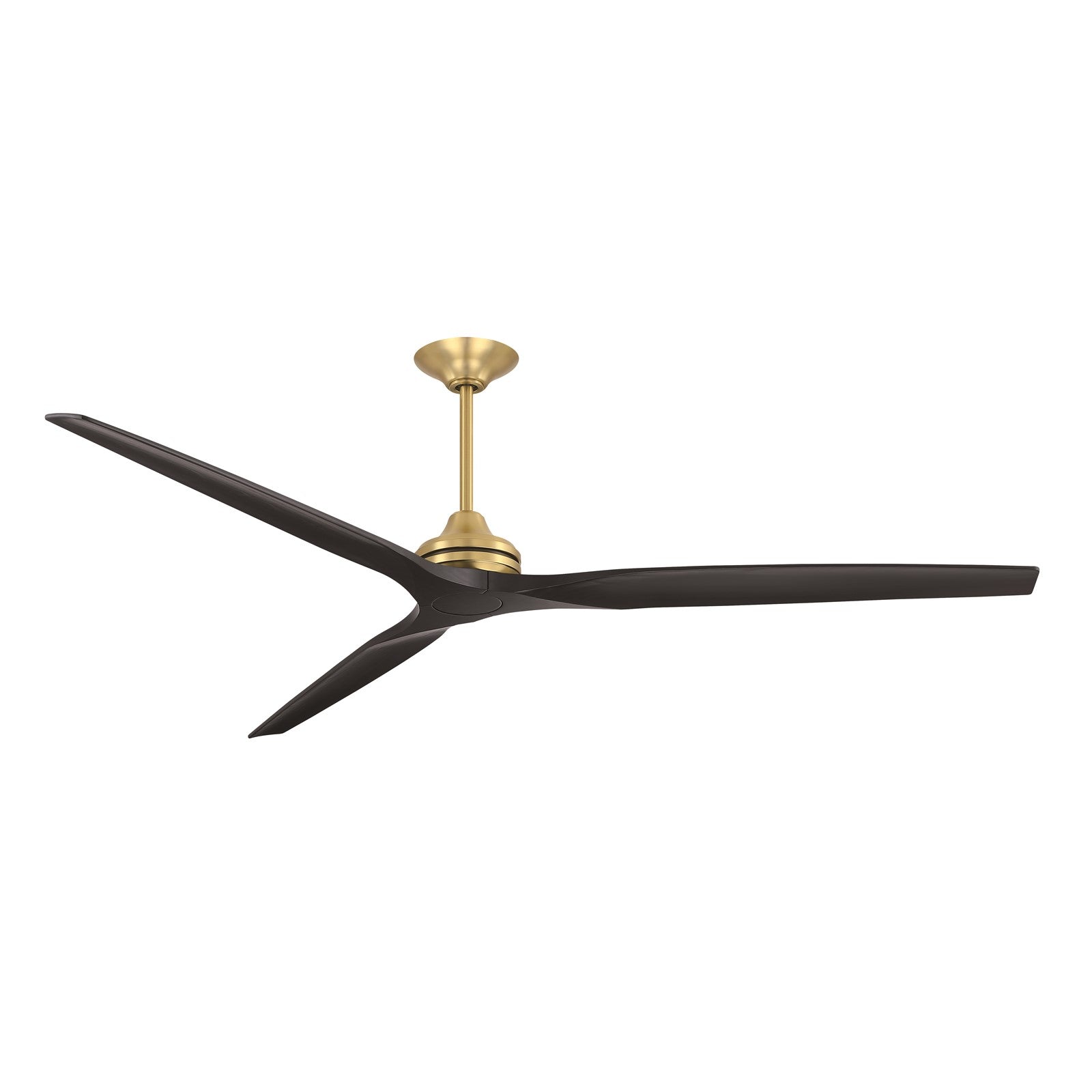 Fanimation Spitfire DC Custom 84in Smart Ceiling Fan | Brushed Satin Brass and Black Blades | Covered Patio & Large Living | Model FPD6721BBS-84BL