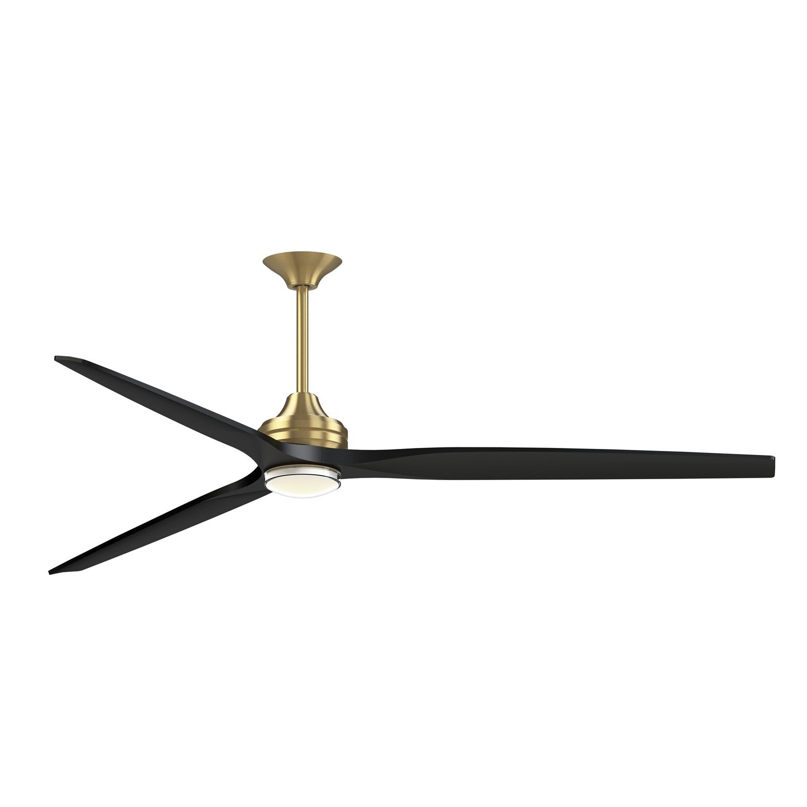 Fanimation Spitfire 84in Smart Ceiling Fan | Brushed Satin Brass and Black Buttonwood Blades | Covered Patio & Indoor | Model FPD6721BBS-84BL-DWLK