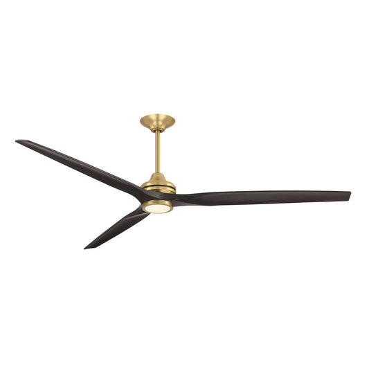 Fanimation Spitfire 84in Smart Ceiling Fan | Brushed Satin Brass and Black Buttonwood Blades | Covered Patio & Indoor | Model FPD6721BBS-84BL-LK