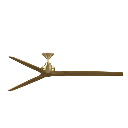 Fanimation Spitfire 84in Downrod Smart Ceiling Fan | Brushed Satin Brass and Koa Blades | Covered Patio & Living Room | Model FPD6721BBS-84K