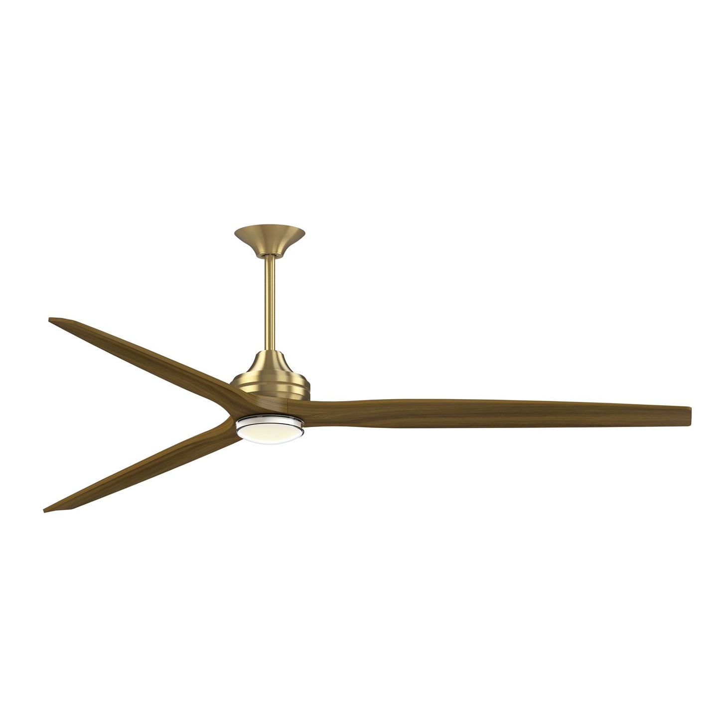Fanimation Spitfire 84in Downrod Smart Ceiling Fan | Brushed Satin Brass and Koa Blades | Covered Patio & Living Room | Model FPD6721BBS-84K-DWLK