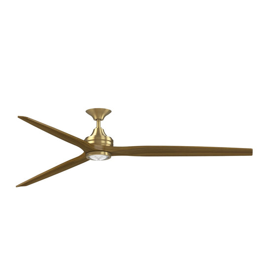 Fanimation Spitfire DC Custom 84in Smart Ceiling Fan with LED Light Kit | Brushed Satin Brass and Koa Wood Blades | Covered | Model FPD6721BBS-84K-LK