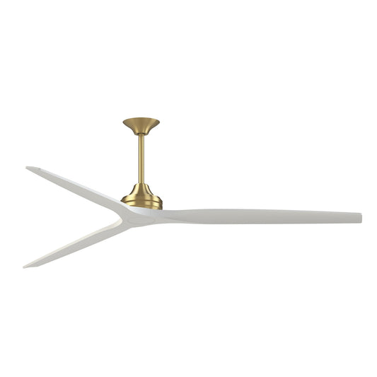 Fanimation Spitfire DC Custom 84in Smart Ceiling Fan | Brushed Satin Brass and Matte White Blades | Covered Patio & Sunroom | Model FPD6721BBS-84MW