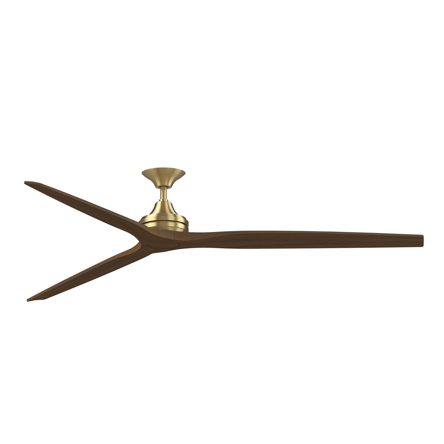 Fanimation Spitfire DC Custom 84in Downrod Ceiling Fan | Brushed Satin Brass and Whiskey Wood Buttonwood | Covered Patio | Model FPD6721BBS-84WK