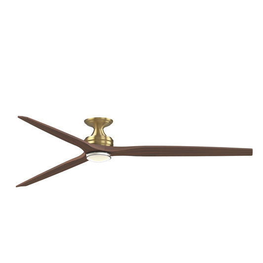 Fanimation Spitfire DC Custom 84in Flush 1-Light Ceiling Fan | Brushed Satin Brass and Clear Glass | Covered Patio | Model FPD6721BBS-84WK-DWLK-F