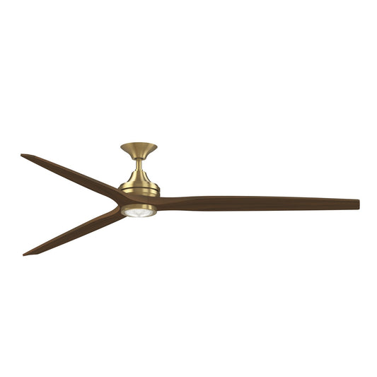 Fanimation Spitfire DC Custom 84in 1-Light Ceiling Fan | Brushed Satin Brass and Whiskey Wood | Covered Patio & Living | Model FPD6721BBS-84WK-LK