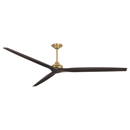 Fanimation Spitfire DC Custom 96in Ceiling Fan | Brushed Satin Brass and Black Blades | Covered Patio & Indoor | Model FPD6721BBS-96BL