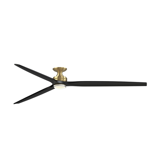 Fanimation Spitfire DC Custom 96in 1-Light Ceiling Fan | Brushed Satin Brass and Black Blades | Covered Patio & Indoor | Model FPD6721BBS-96BL-DWLK-F
