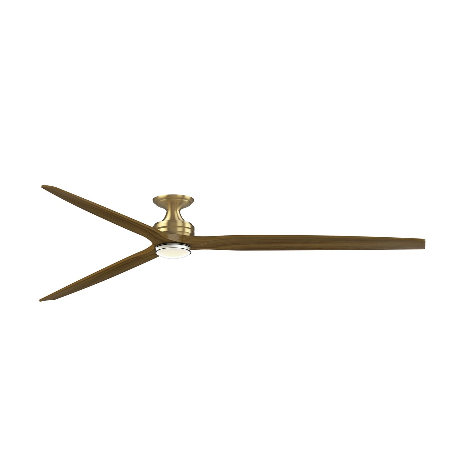 Fanimation Spitfire DC Custom 96in Flush 1-Light Ceiling Fan | Brushed Satin Brass and Clear Glass | Covered Patio | Model FPD6721BBS-96K-DWLK-F
