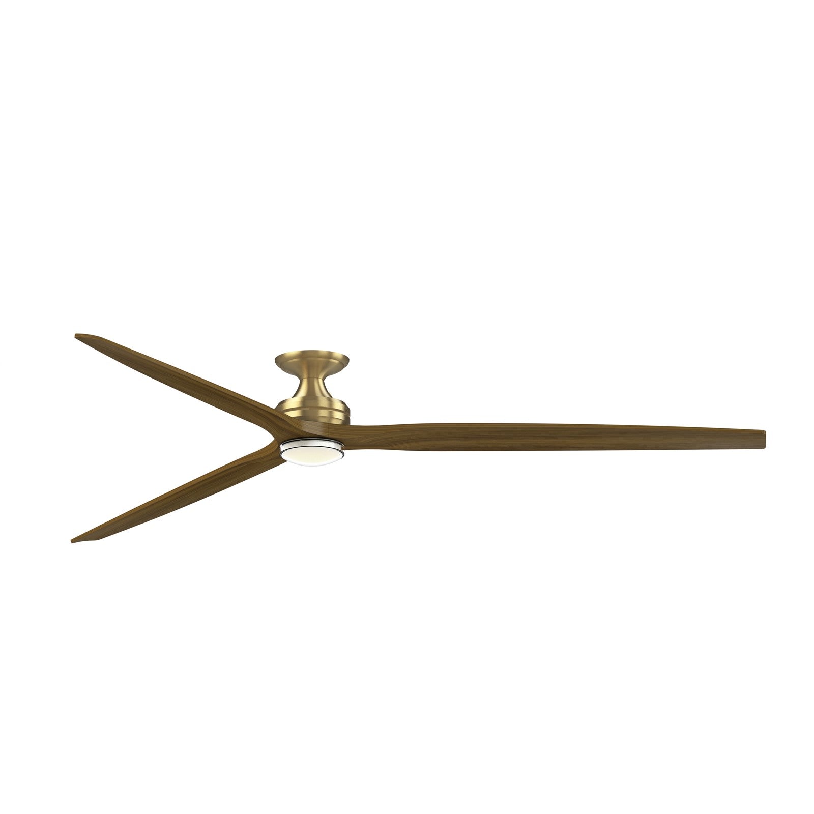 Fanimation Spitfire DC Custom 96in Flush 1-Light Ceiling Fan | Brushed Satin Brass and Clear Glass | Covered Patio | Model FPD6721BBS-96K-DWLK-F
