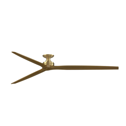 Fanimation Spitfire 96in Flush Ceiling Fan | Brushed Satin Brass and Koa Wood | Covered Patio & Low Ceiling | Model FPD6721BBS-96K-F