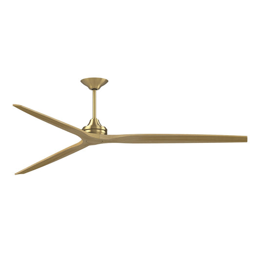 Fanimation Spitfire 96in Downrod Ceiling Fan | Brushed Satin Brass and Natural Blades | Covered Patio & Sunroom | Model FPD6721BBS-96N