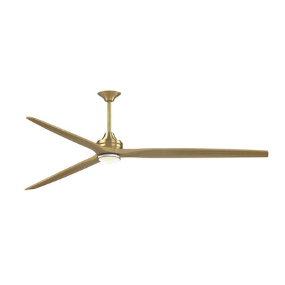 Fanimation Spitfire DC Custom 96in 1-Light Ceiling Fan | Brushed Satin Brass and Natural Buttonwood | Covered Patio | Model FPD6721BBS-96N-DWLK