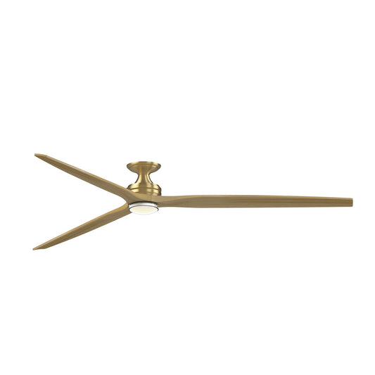 Fanimation Spitfire DC Custom 96in Flush 1-Light Ceiling Fan | Brushed Satin Brass and Natural Buttonwood | Covered | Model FPD6721BBS-96N-DWLK-F