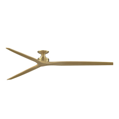 Fanimation Spitfire DC Custom 96in Flush Ceiling Fan | Brushed Satin Brass and Natural Buttonwood | Covered Patio & Low | Model FPD6721BBS-96N-F