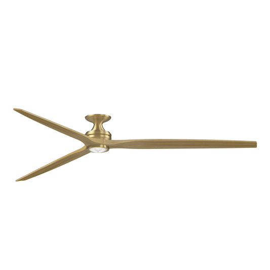 Fanimation Spitfire 96in Flush Smart Ceiling Fan | Brushed Satin Brass and Koa Wood Blades | Covered Patio & Great Room | Model FPD6721BBS-96N-LK-F