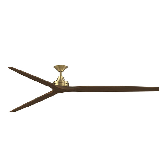 Fanimation Spitfire 96in Downrod Smart Ceiling Fan | Brushed Satin Brass and Whiskey Wood Blades | Covered Patio & Great Room | Model FPD6721BBS-96WK