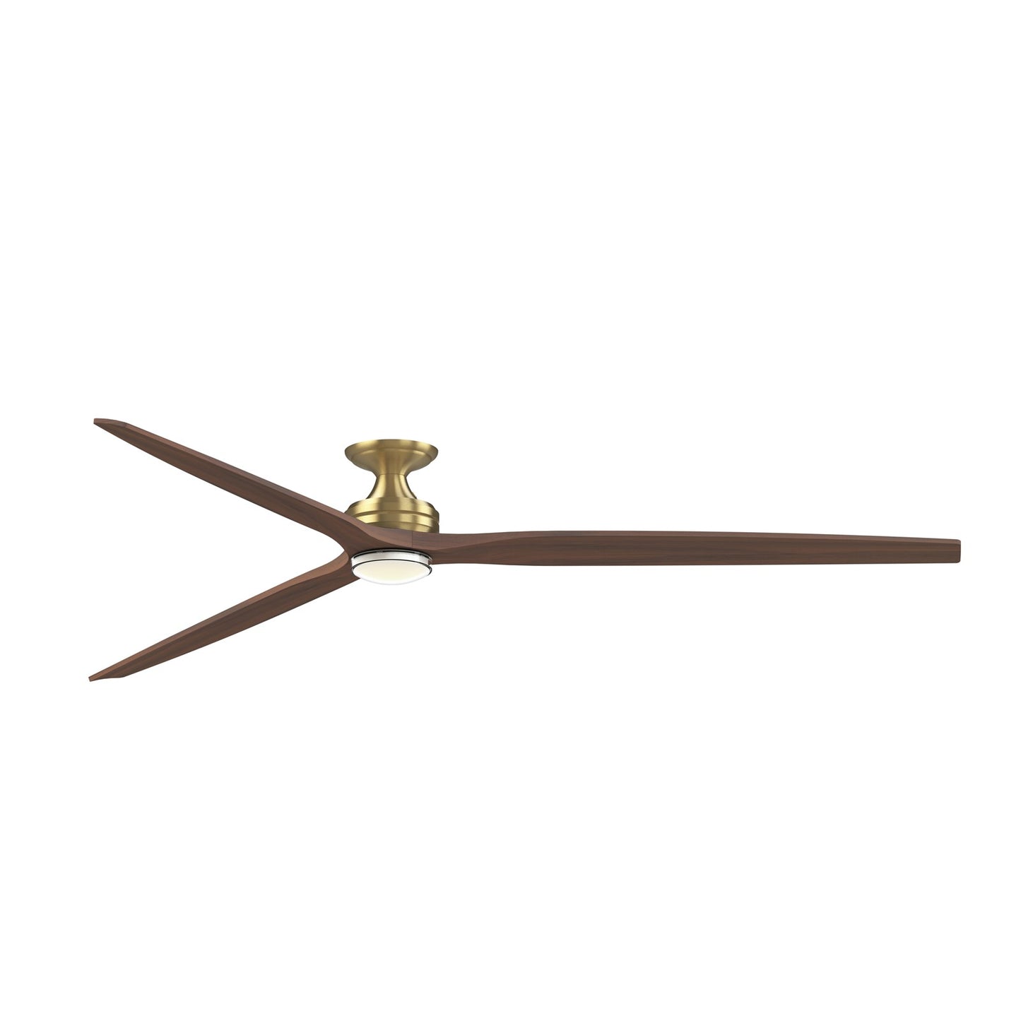 Fanimation Spitfire 96in Flush Smart Ceiling Fan | Brushed Satin Brass and Whiskey Wood Blades | Covered Patio & Great | Model FPD6721BBS-96WK-DWLK-F