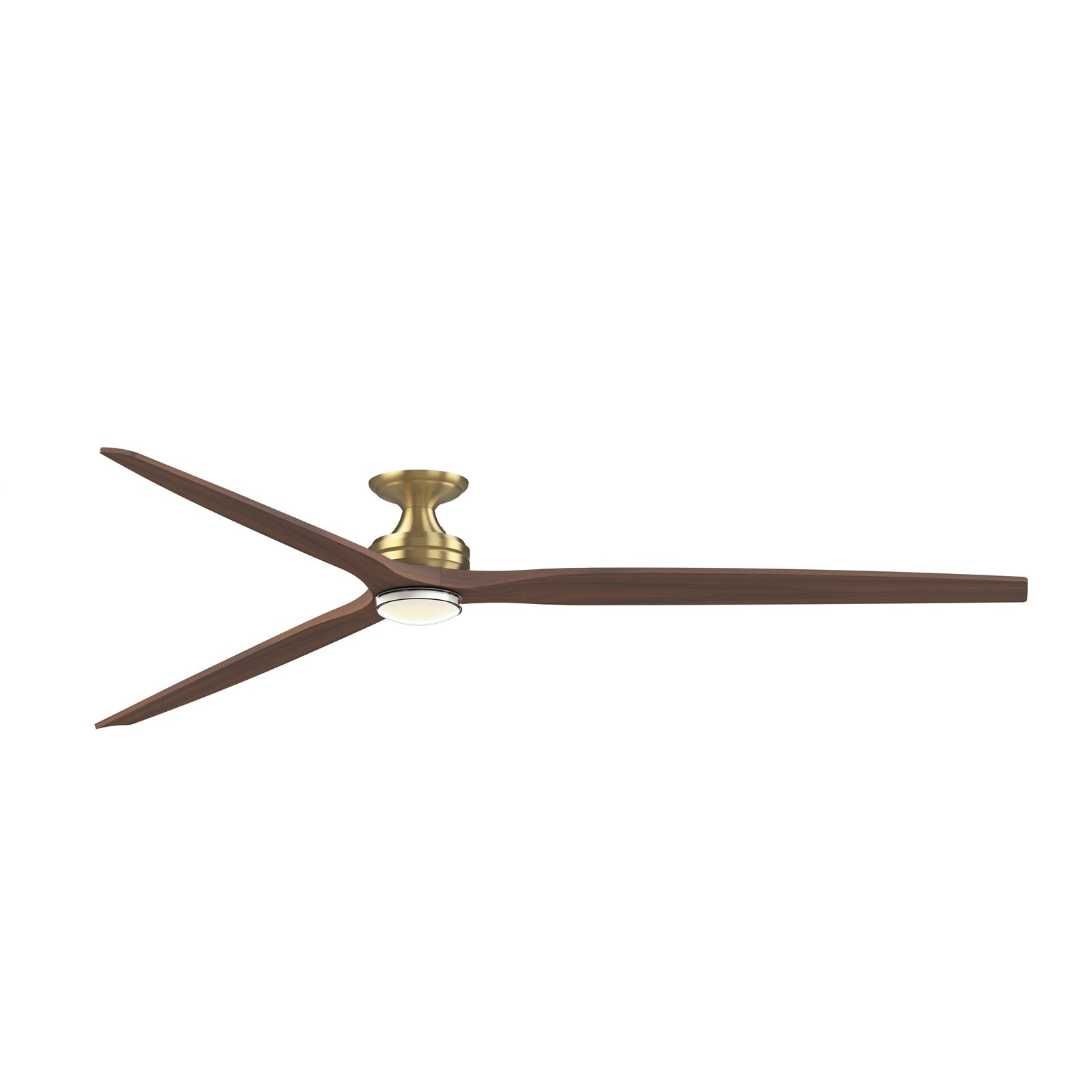 Fanimation Spitfire 96in Flush Smart Ceiling Fan | Brushed Satin Brass and Whiskey Wood Blades | Covered Patio & Great | Model FPD6721BBS-96WK-DWLK-F