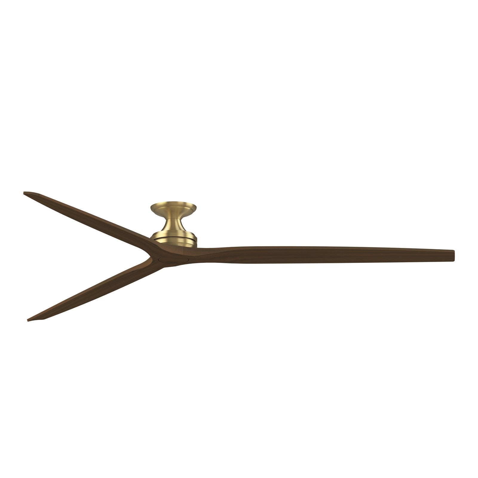Fanimation Spitfire DC Custom 96in Flush Ceiling Fan | Brushed Satin Brass and Whiskey Wood | Covered Patio & Great Room | Model FPD6721BBS-96WK-F