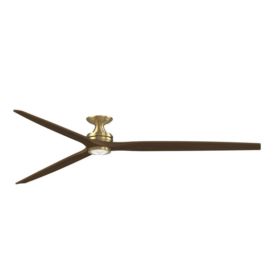 Fanimation Spitfire DC Custom 96in Flush Ceiling Fan with LED Light | Brushed Satin Brass and Whiskey Wood | Covered | Model FPD6721BBS-96WK-LK-F