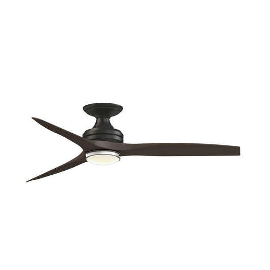 Fanimation Spitfire 54in Flush Mount DC Ceiling Fan | Dark Bronze and Dark Walnut Blades | Covered Patio & Low | Model FPD6721BDZ-54DWA-DWLK-F