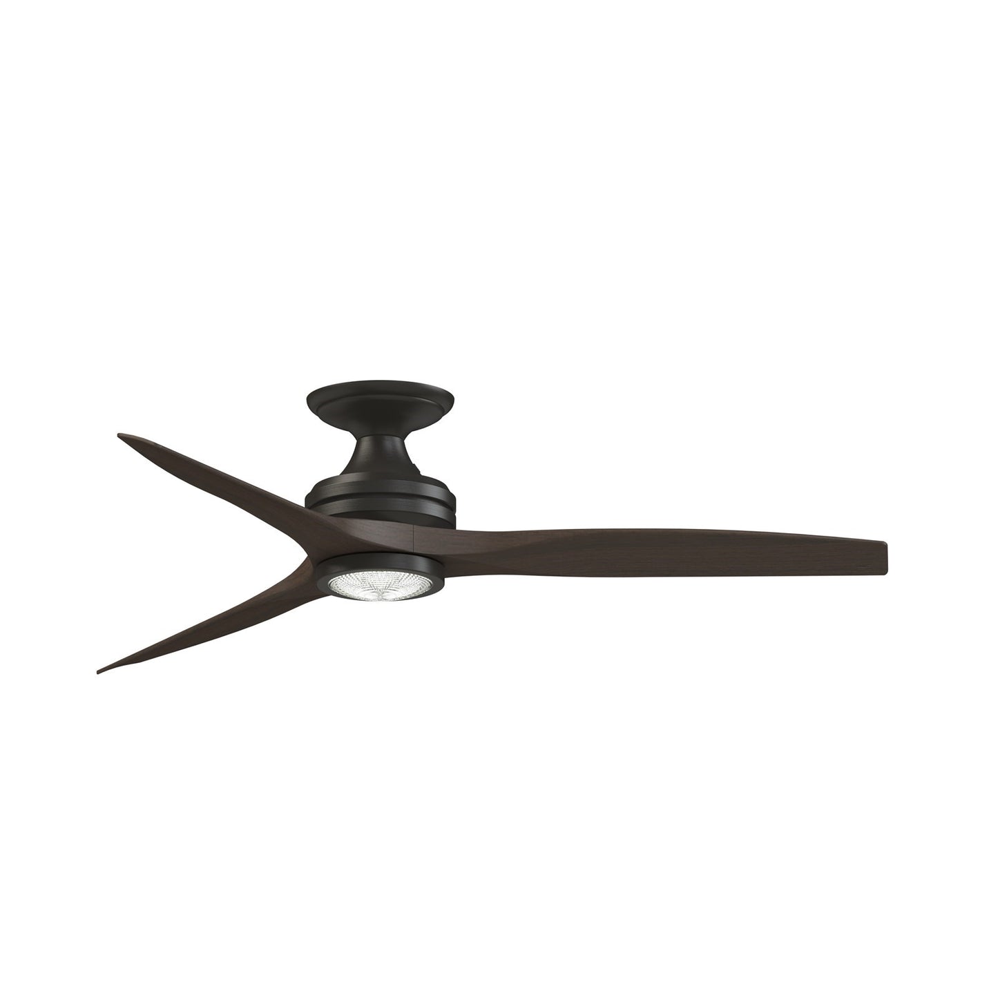 Fanimation Spitfire DC Custom 54in Flush Ceiling Fan | Dark Bronze and Dark Walnut Blades | Covered Patio & Bedroom | Model FPD6721BDZ-54DWA-LK-F