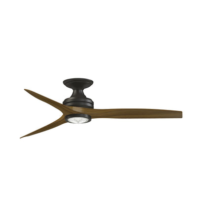 Fanimation Spitfire 54in Flush Mount Smart Ceiling Fan with LED Light Kit | Dark Bronze and Koa Buttonwood Blades | Model FPD6721BDZ-54K-LK-F