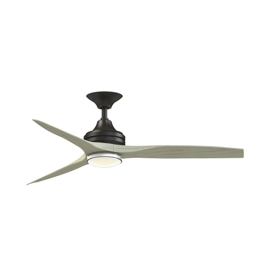 Fanimation Spitfire DC Custom 54in 1-Light Ceiling Fan | Dark Bronze and Light Oak Buttonwood | Covered Patio & Sunroom | Model FPD6721BDZ-54LO-DWLK