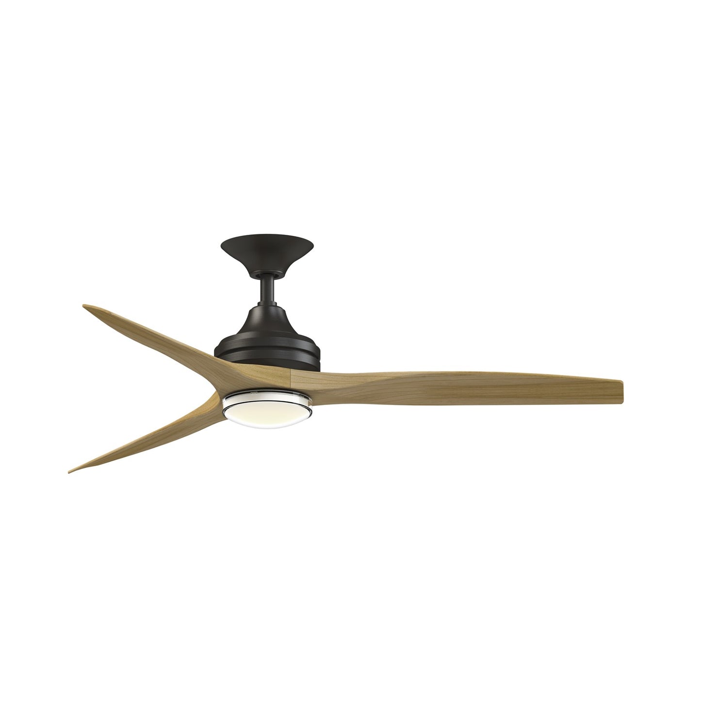 Fanimation Spitfire DC Custom 54in 1-Light Ceiling Fan | Dark Bronze and Natural Buttonwood | Covered Patio & Sunroom | Model FPD6721BDZ-54N-DWLK