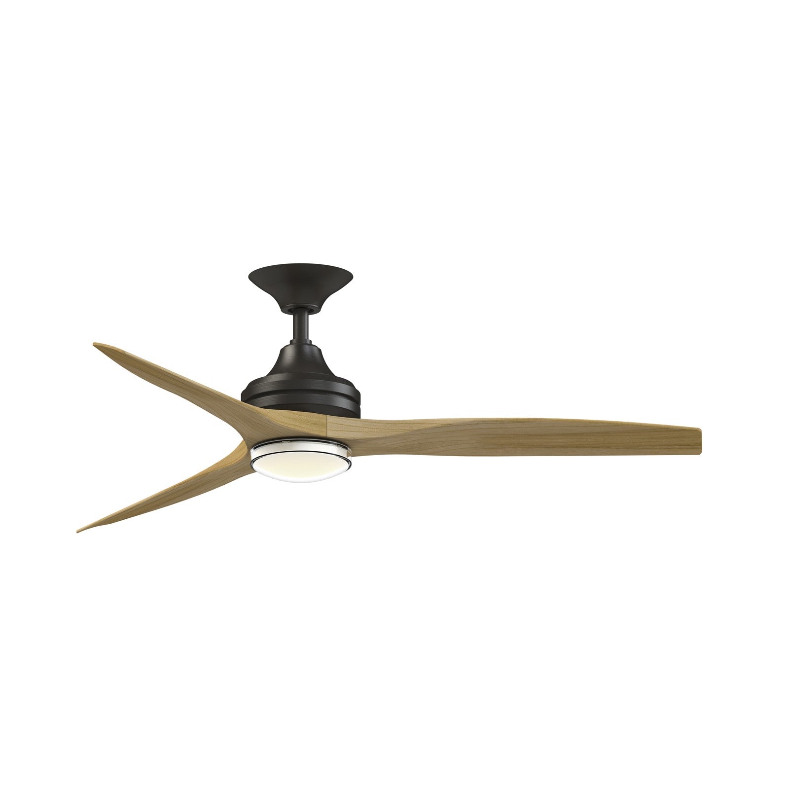 Fanimation Spitfire DC Custom 54in 1-Light Ceiling Fan | Dark Bronze and Natural Buttonwood | Covered Patio & Sunroom | Model FPD6721BDZ-54N-DWLK