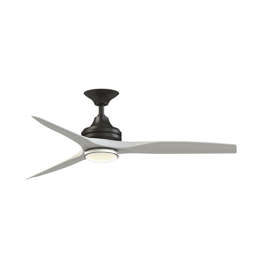 Fanimation Spitfire 54in 1-Light Ceiling Fan | Dark Bronze and White Washed Buttonwood | Covered Patio & Bedroom | Model FPD6721BDZ-54WW-DWLK